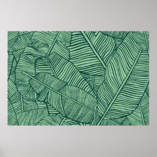 Poster Folhas tropicais. Textura sem costura com folha de