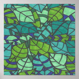 Poster Folhas Tropicais Verdes