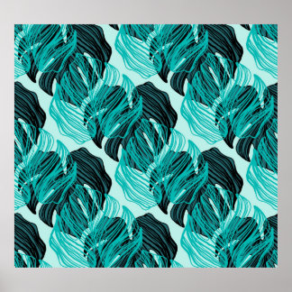 Poster Folhas tropicais verdes de palma design.