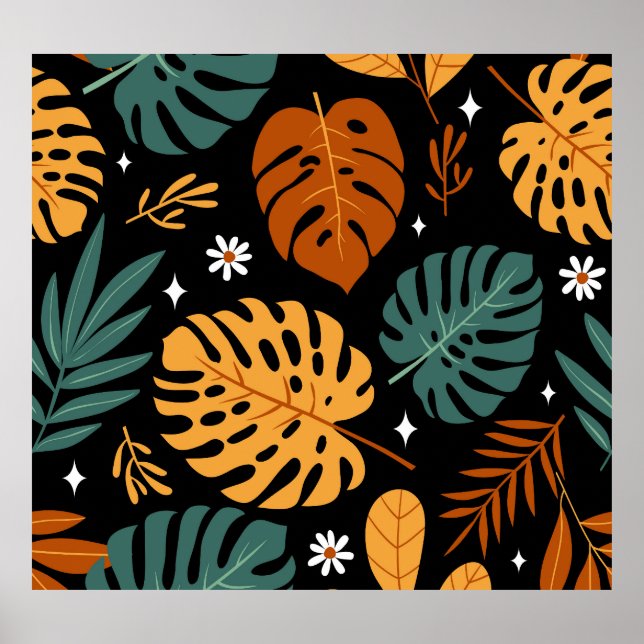Poster Folhas Tropicais: Vintage Escuro Sem Olhos. (Frente)