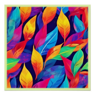 Póster Folhas Vibrantes de Outono Arte Abstrata