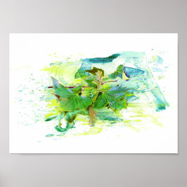 Poster Folhas - Watercolor, aguarela, ilustração/