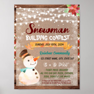 Poster Folheto da Escola de Construção de Snowman