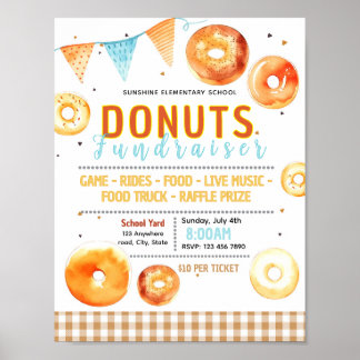 Poster folheto de angariação de fundos de massa de donuts