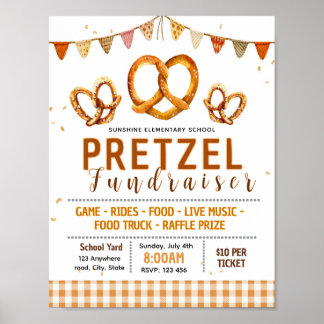 Poster folheto de angariação de fundos de pretzel editáve