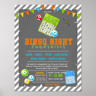 Poster folheto de bingo editável para arrecadação de fund