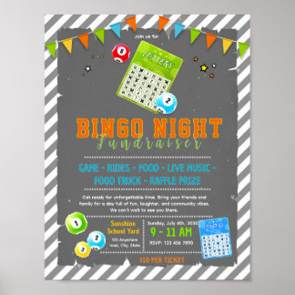 Poster folheto de bingo editável para arrecadação de fund