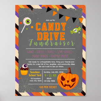 Poster folheto de campanha de arrecadação de doces de hal