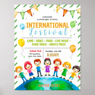 Poster folheto de evento de escola internacional editável