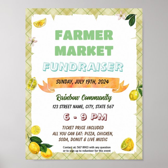 Poster Folheto de eventos da escola de limão editável (Frente)