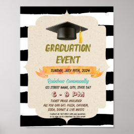 Poster Folheto de festas de evento de graduação do chapéu