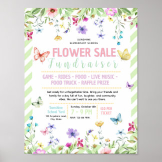 Poster folheto de venda de flores editável para angariaçã