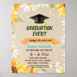 Poster Folheto do tema da graduação em girassol