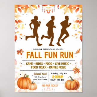 Poster folheto editável de maratona de outono de arrecada