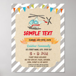 Poster Folheto temático do Helicóptero bonito