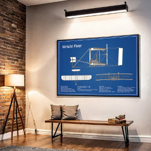 Poster Folheto Wright - Planos de desenho de projeto de a