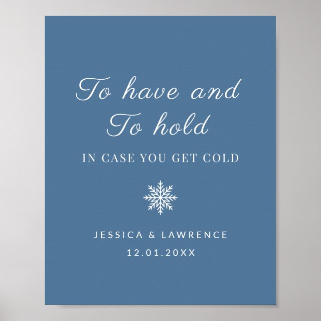 Poster Folhetos de Casamento no inverno Azul Dusty Para S (Frente)