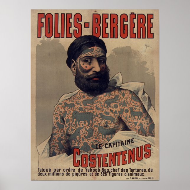 Póster Folies-Bergère Le Capitaine Costentenus (Frente)