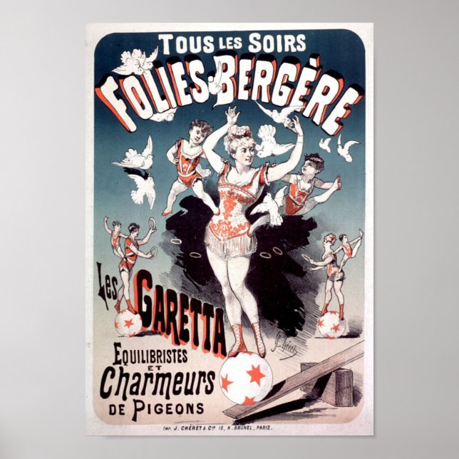 Poster Folies Bergere, Les Garetta Vintage French Adv (Frente)