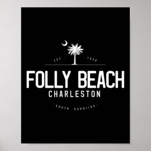 Poster Folly Beach Carolina do Sul Surfando 