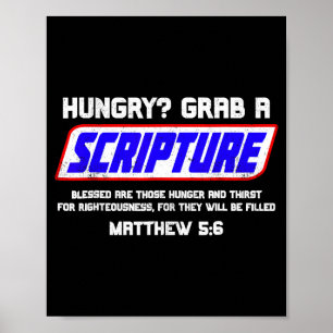 Poster Fome Pegue Uma Escritura Divertida Cristã Mateus 5