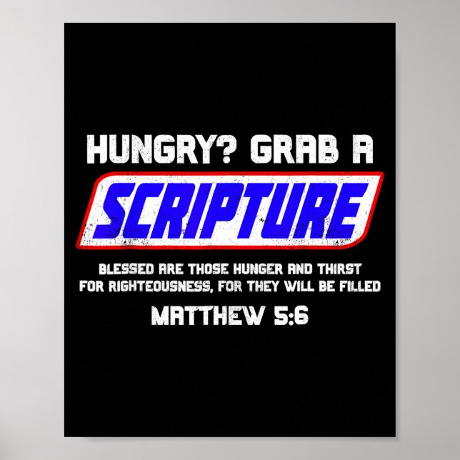 Poster Fome Pegue Uma Escritura Divertida Cristã Mateus 5 (Frente)