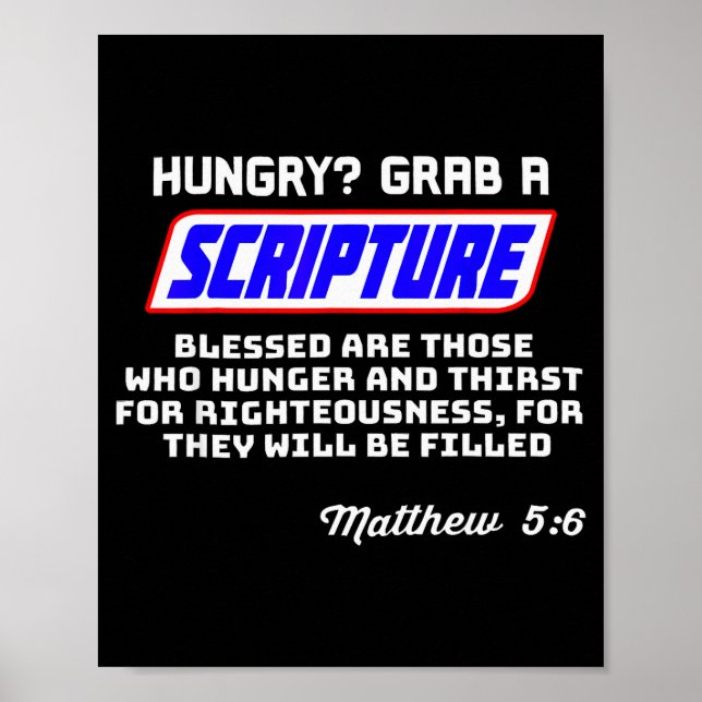 Poster Fome Pegue Uma Escritura Divertida Cristã Mateus 5 (Frente)
