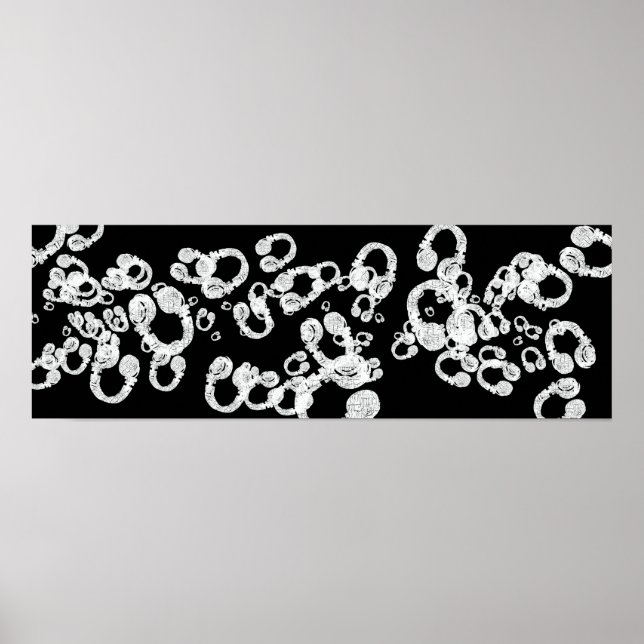 Póster fone de ouvido preto&branco DJ (Frente)