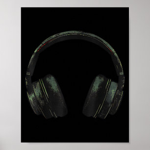 Poster Fones de ouvido com música relaxada de pôr do sol 