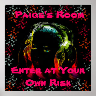 Póster Fones de ouvido de Música Teen Girl personalizados