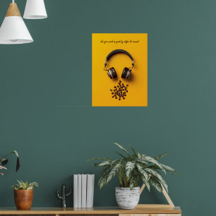 Poster Fones de ouvido e feijões de café