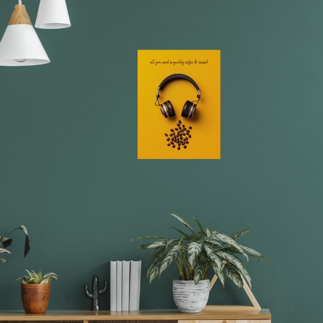 Poster Fones de ouvido e feijões de café (Sala de Estar 1)