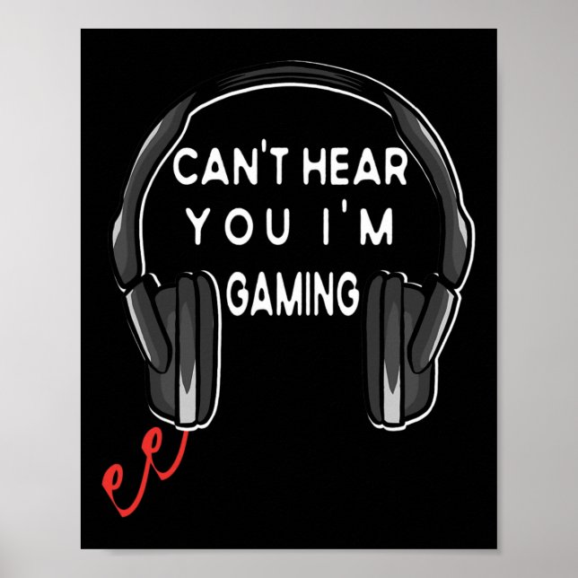 Poster Fones de ouvido engraçados para jogadores Não cons (Frente)