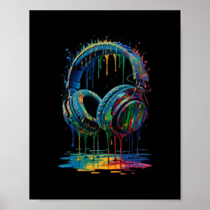 Poster Fones de Ouvido para Jogador Pintura Splash Amante