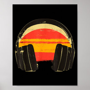 Poster Fones de ouvido Pôr do sol Música Relaxada Fones d