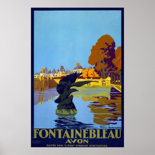 Póster Fontainebleau, França Viagens vintage (Frente)