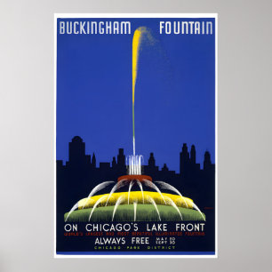 Poster Fonte Buckingham - Cartaz de Viagem de Chicago