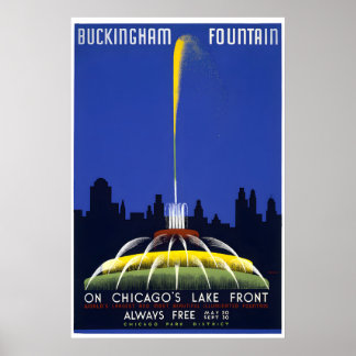 Poster Fonte Buckingham - Cartaz de Viagem de Chicago