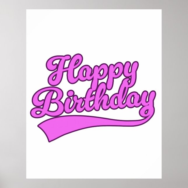 Poster Fonte da Vintage Feliz Aniversário (Frente)