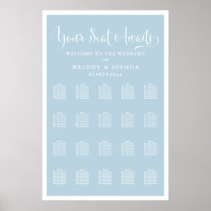 Poster Fonte de Caligrafia Moderna DIY cor Azul Empoeirad