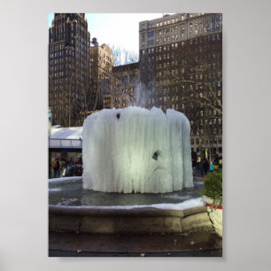 Póster Fonte de gelo congelado Bryant Park Nova Iorque NY