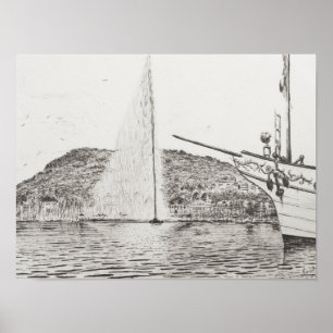 Poster Fonte de Genebra e arco do barco de prazer 2011