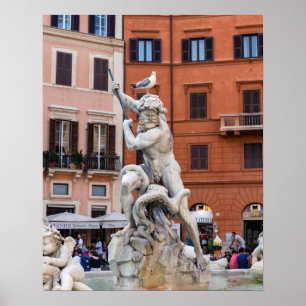 Poster Fonte de Netuno na Piazza Navona - Roma