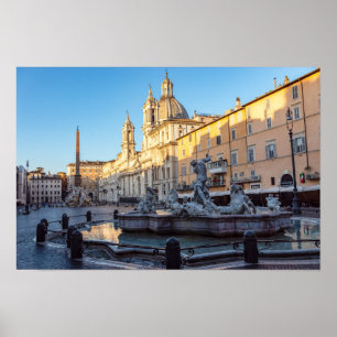 Poster Fonte de Netuno na Piazza Navona - Roma
