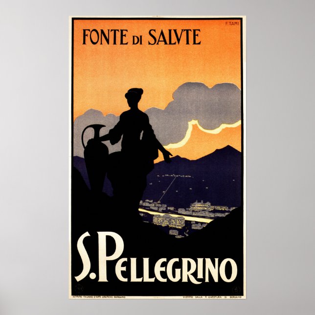 Poster Fonte De Salute S. PELLEGRINO Água E Vintage (Frente)