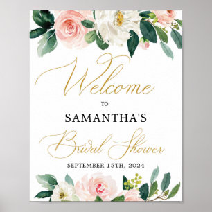 Poster Fonte de script elegante boho blush greenery bem-v