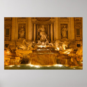 Póster Fonte do Trevi na noite (HDR)