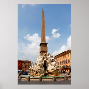 Póster Fonte dos quatro rios, Roma Italia