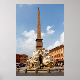Póster Fonte dos quatro rios, Roma Itália