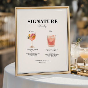 Póster Fonte Negrito Moderna Bebidas Dele e Dela Casament